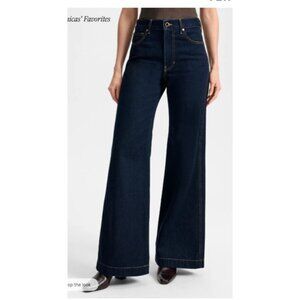 Veronica Beard Kasey Wide-Leg Jean Indigo Mid-Rise Heavyweight Jean 30